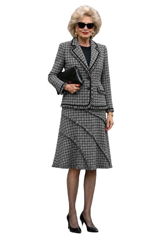 1980s Black and White Tweed 2-Piece Set - Model