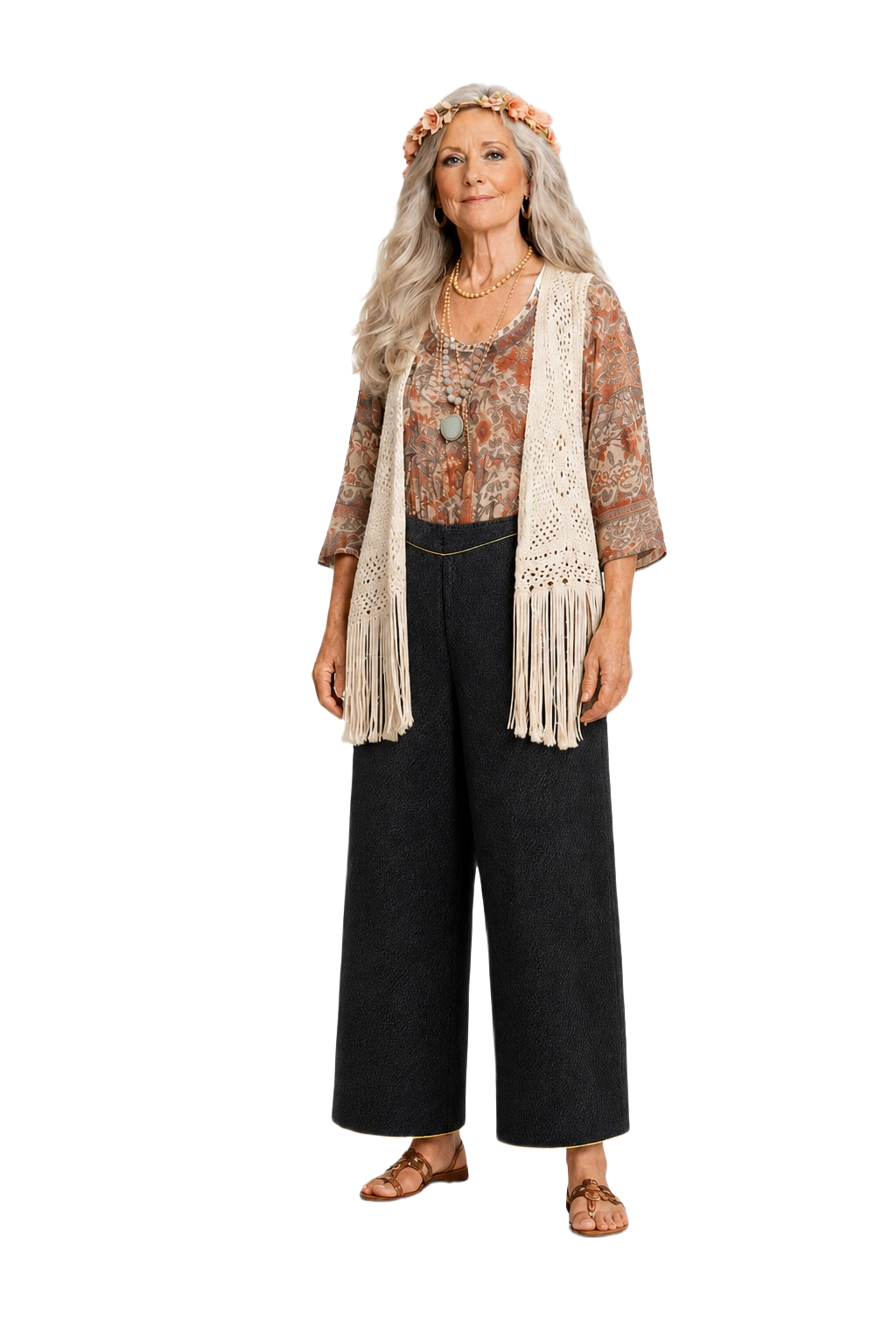 1970s Black Synthetic Trousers - Model