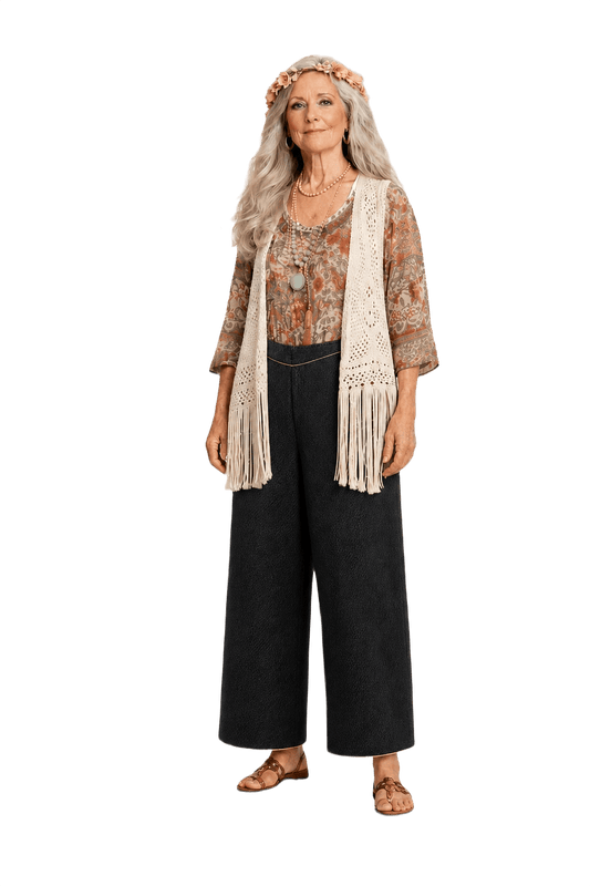 1970s Black Synthetic Trousers - Model