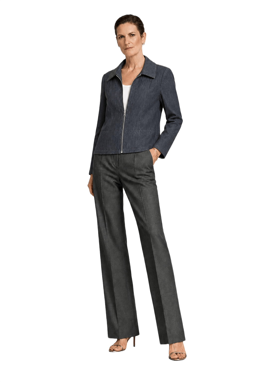 1990s Dark Grey Cotton Blend Jacket - Model