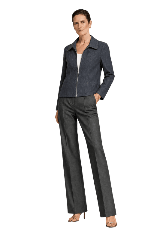 1990s Dark Grey Cotton Blend Jacket - Model