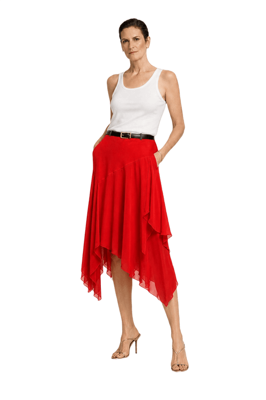 1990s Red Polyester Skirt - Model