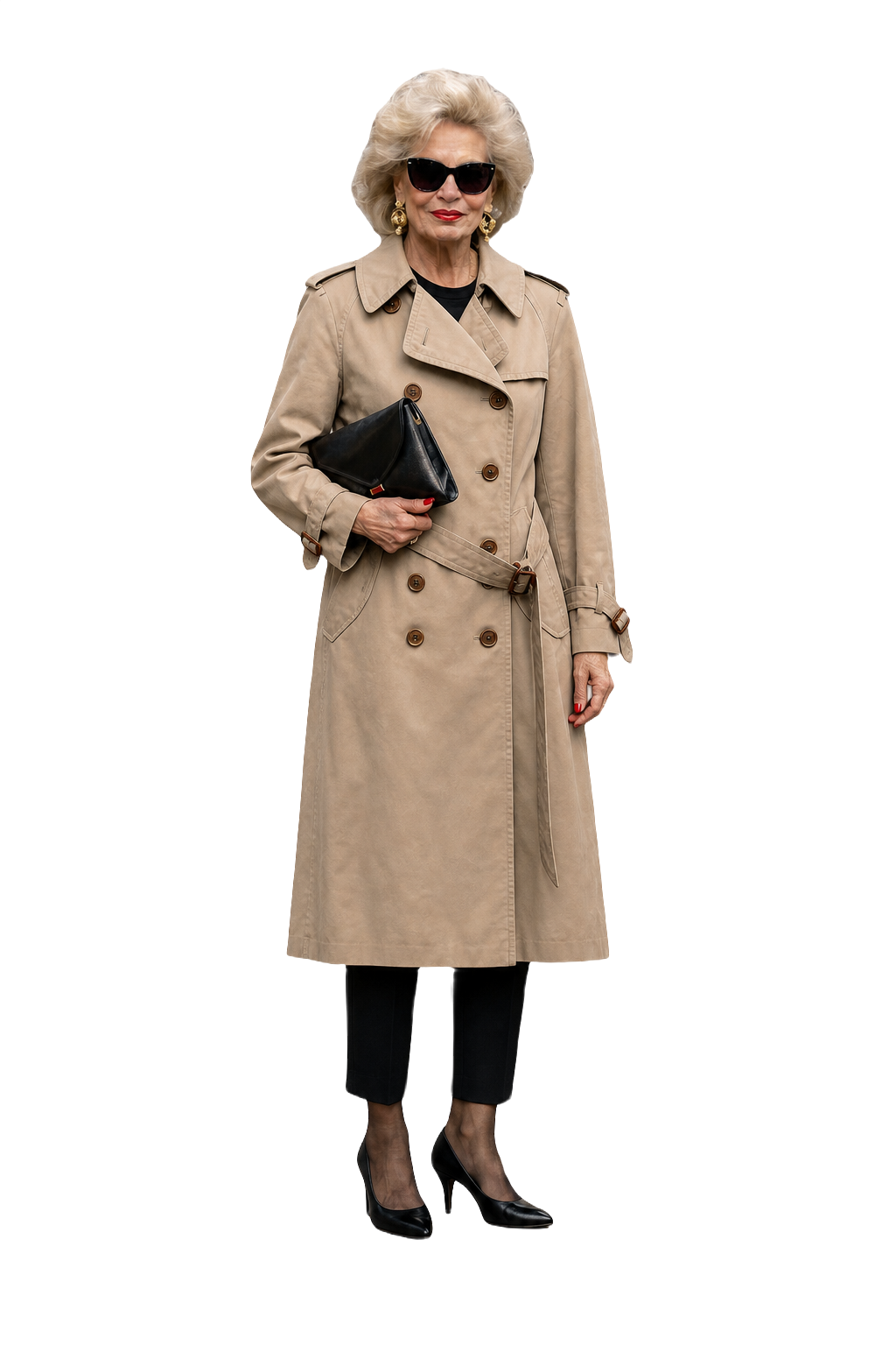 1980s Beige Cotton Trench Coat - Model