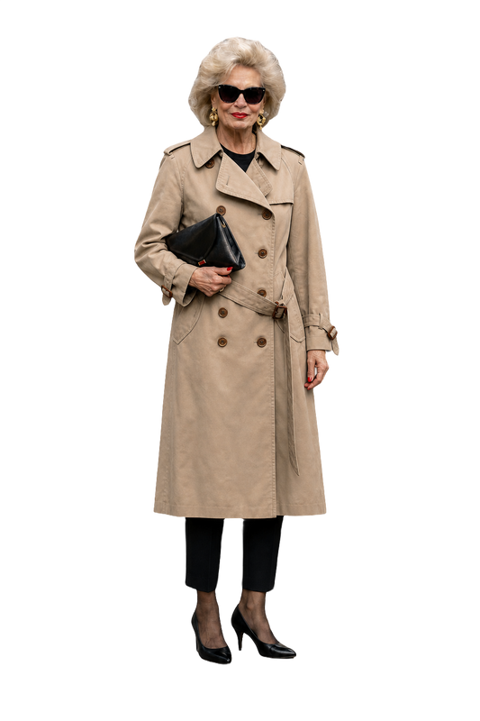 1980s Beige Cotton Trench Coat - Model