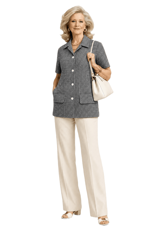 1970s Black and White Checkered Shirt - Model