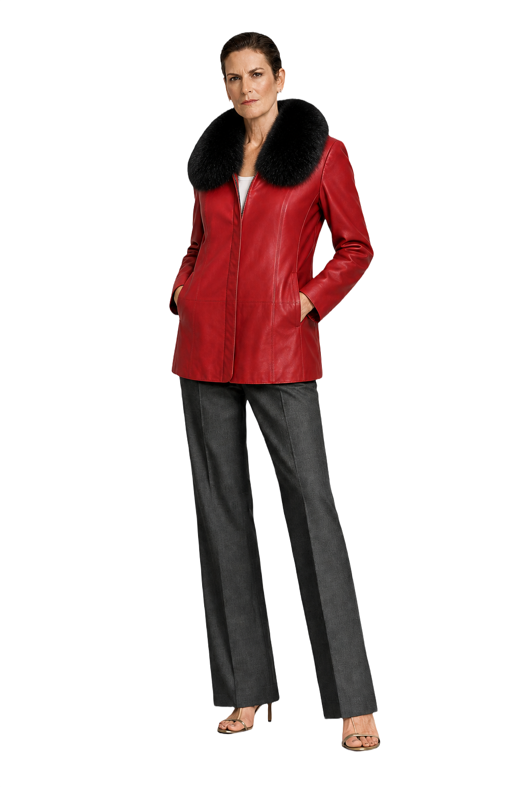 1990s Red Leather Jacket - Model