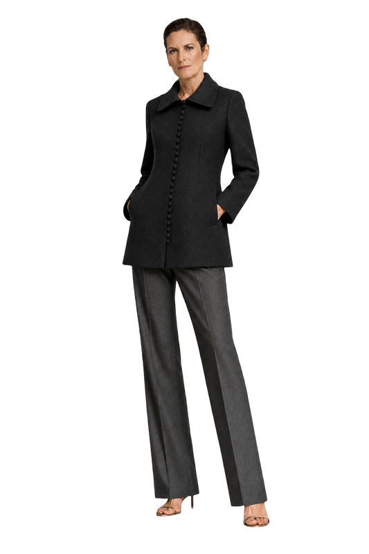 1990s Black Wool Coat - Model