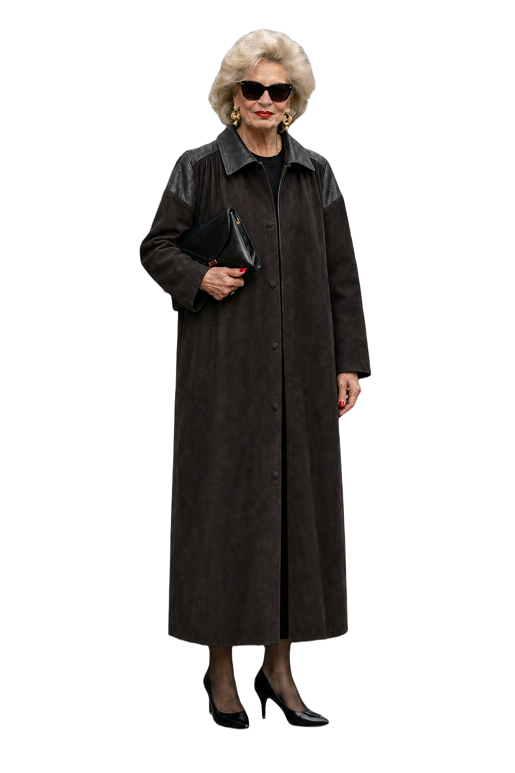 1980s Black Suede Coat - Model