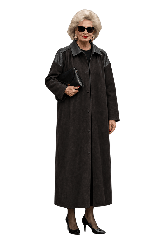 1980s Black Suede Coat - Model
