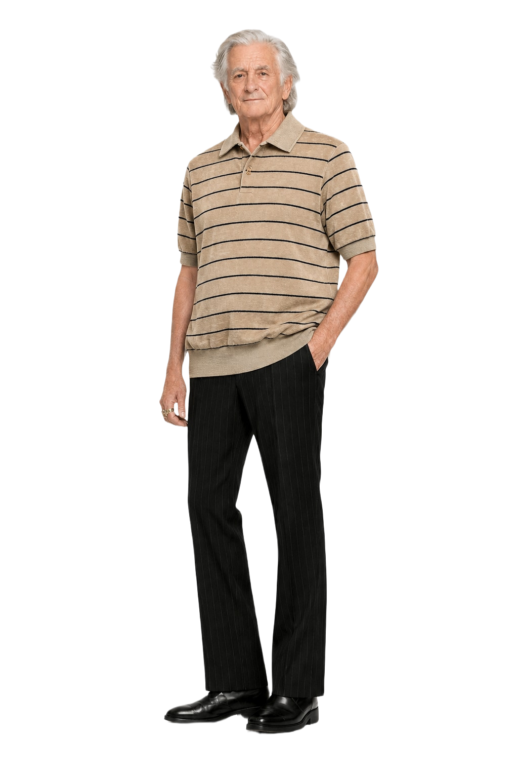 1970s Tan Knit Polo - Model