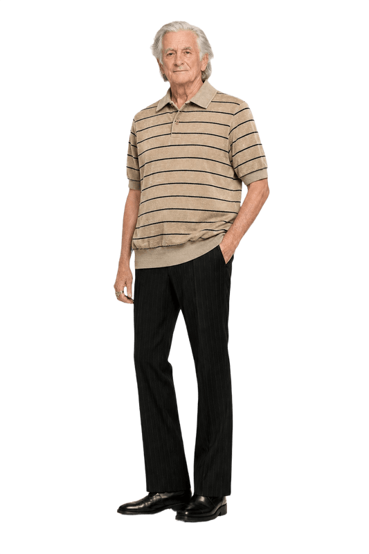 1970s Tan Knit Polo - Model