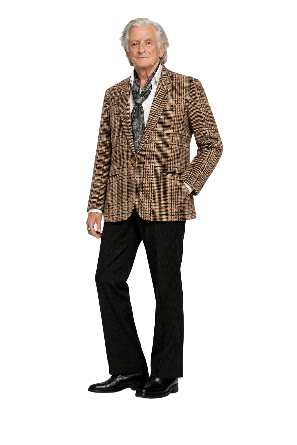 1970s Brown Plaid Wool Blazer - Model