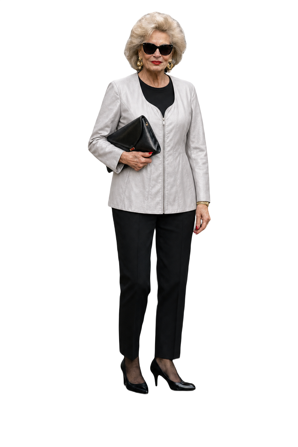 1980s Light Silver Silk Blend Jacket - Model