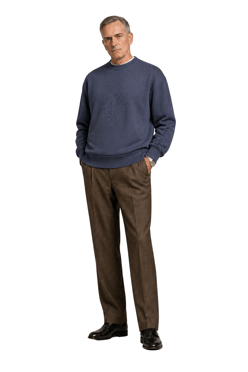 1990s Navy Blue Cotton Sweater - Model