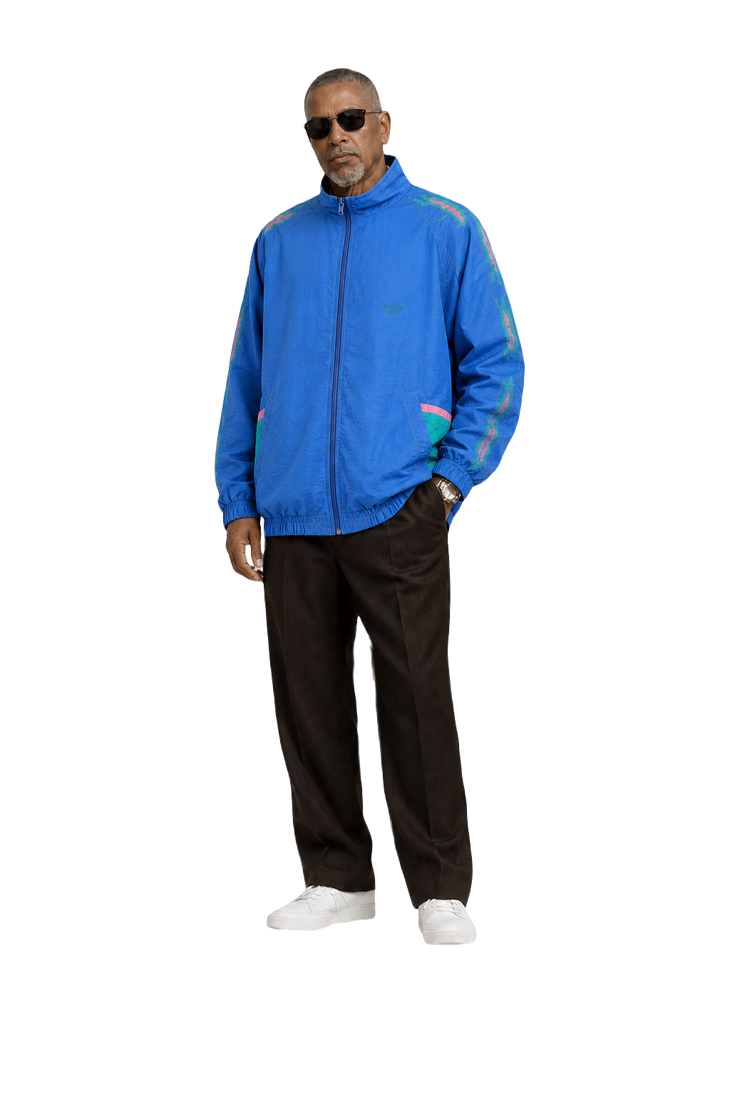 1990s Blue Cotton Blend Jacket - Model