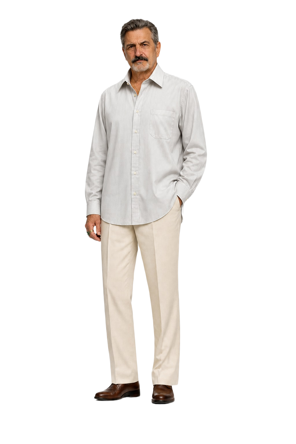 1980s Cream White Cotton Shirt - Model