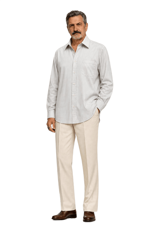 1980s Cream White Cotton Shirt - Model