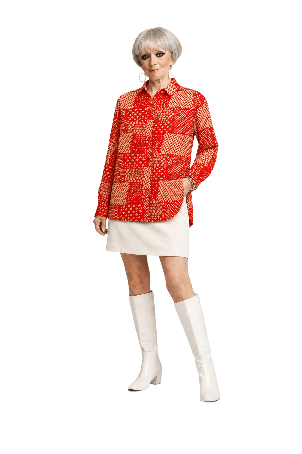 1960s Red Cotton Shirt - Model