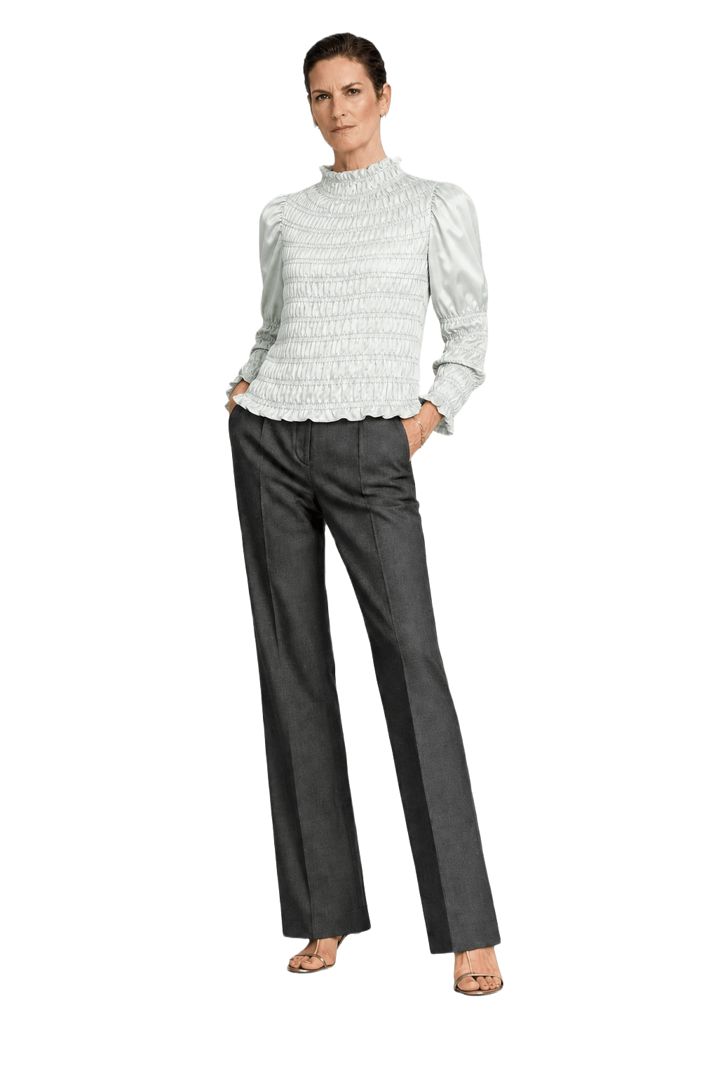 1990s Pale Blue Cotton Blouse - Model