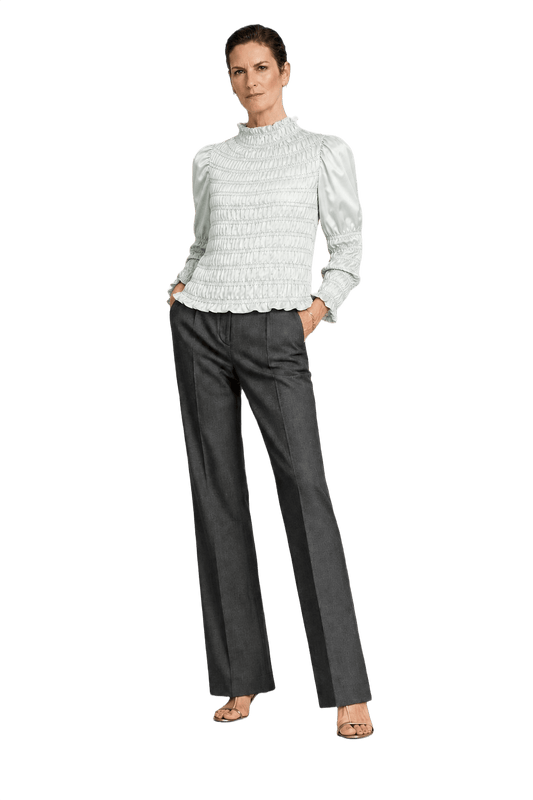 1990s Pale Blue Cotton Blouse - Model