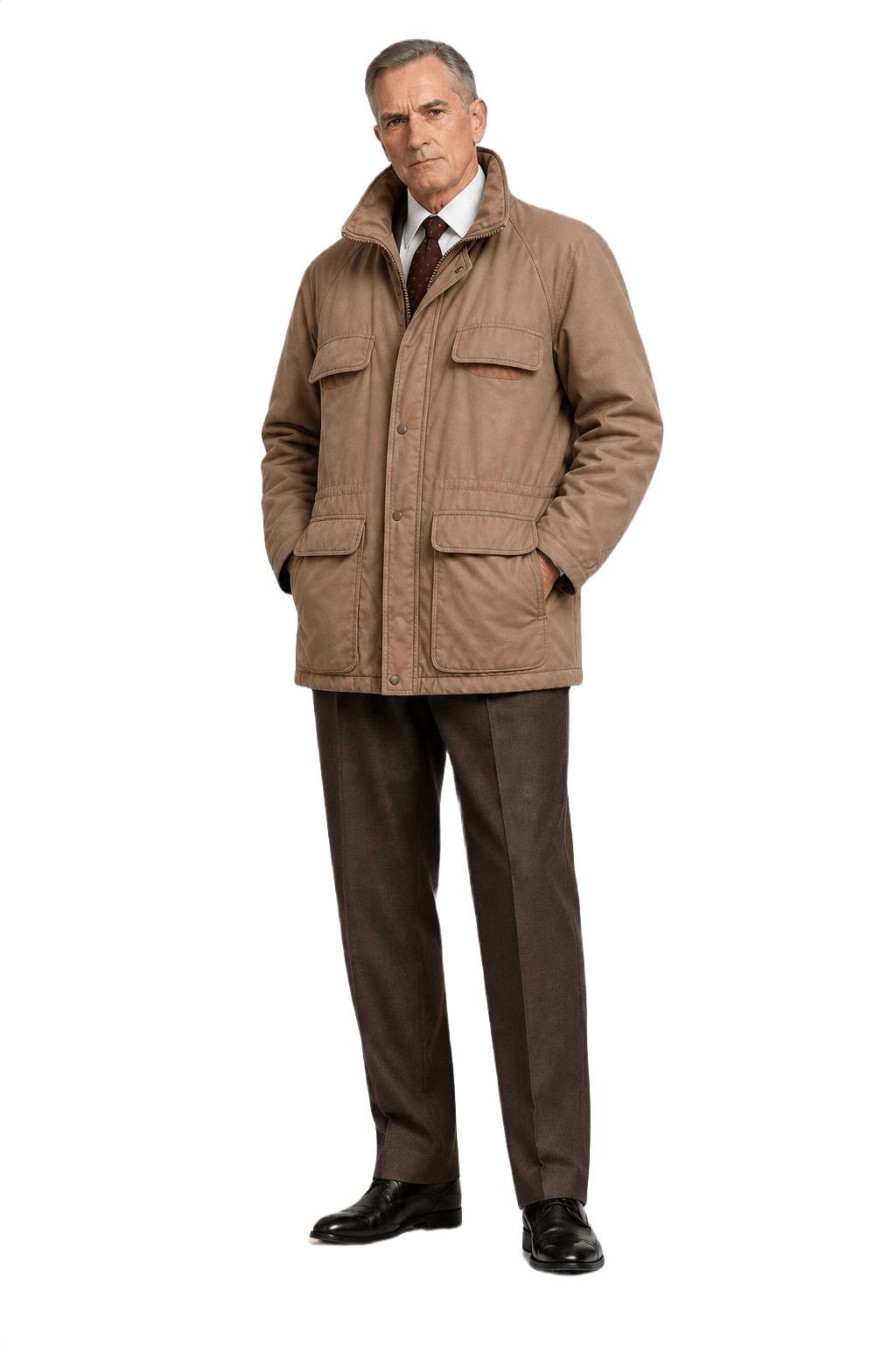 1990s Tan Cotton Blend Jacket - Model