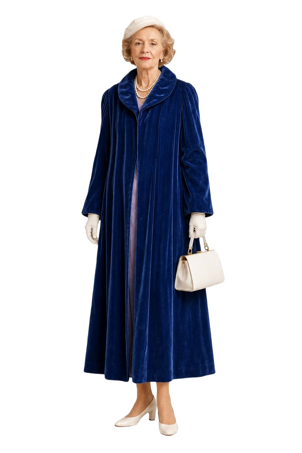 1950s Deep Blue Velvet Coat - Model