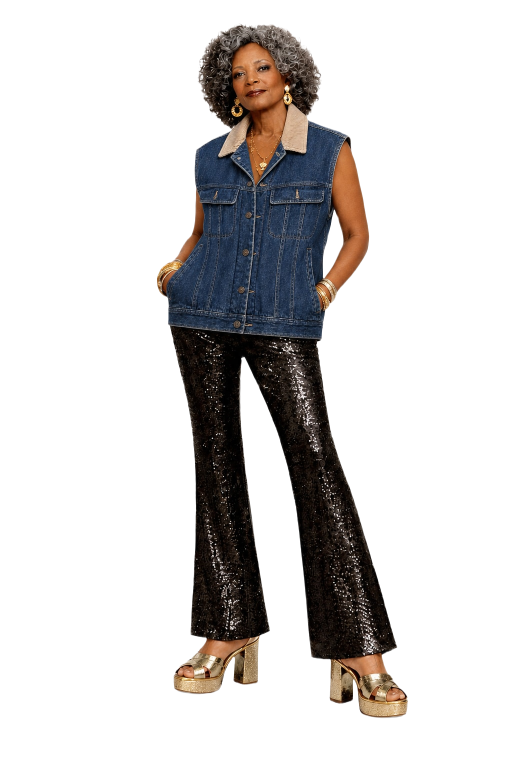 1980s Blue Denim Vest - Model