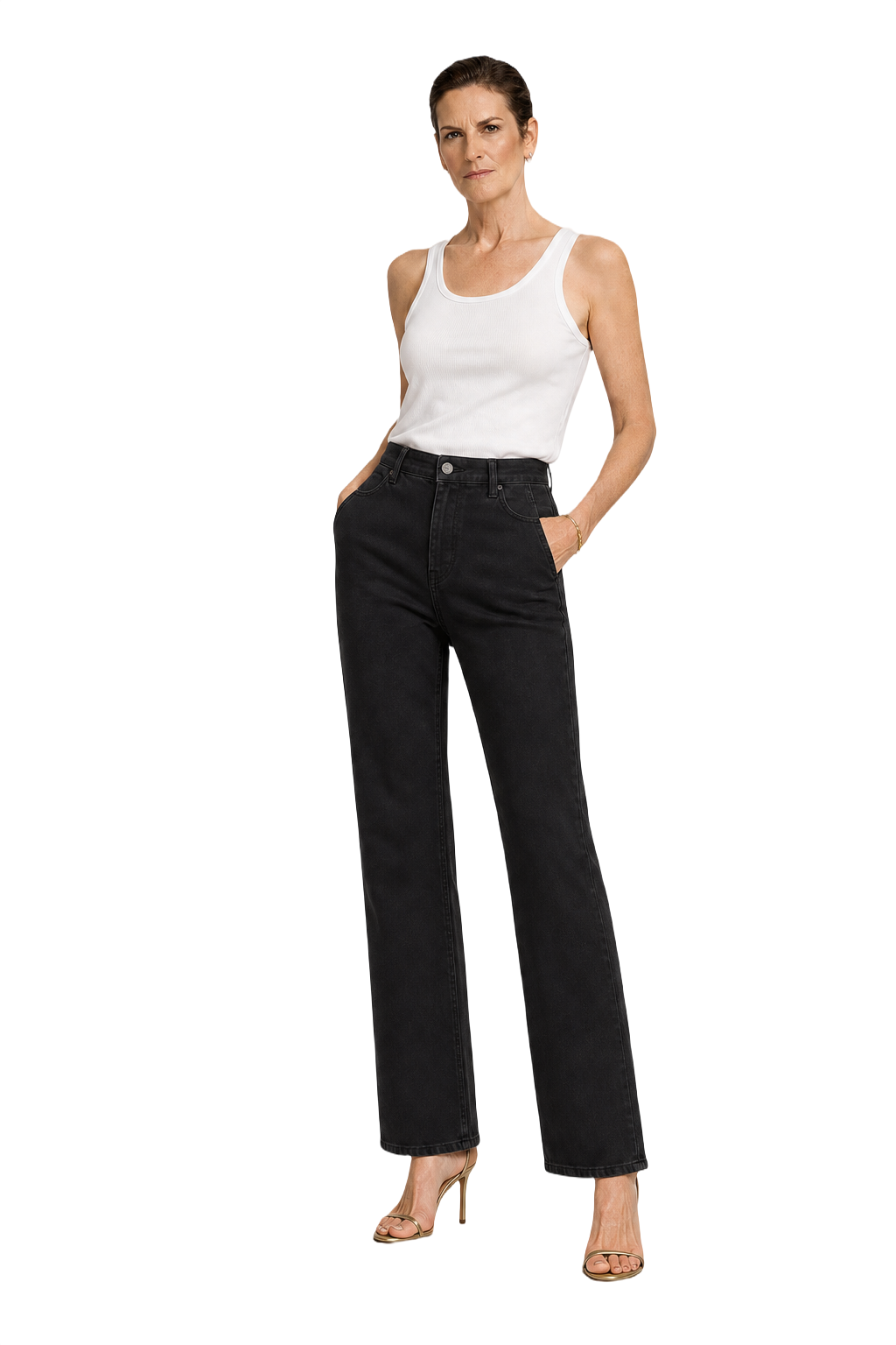 1980s Black Denim Jeans - Model
