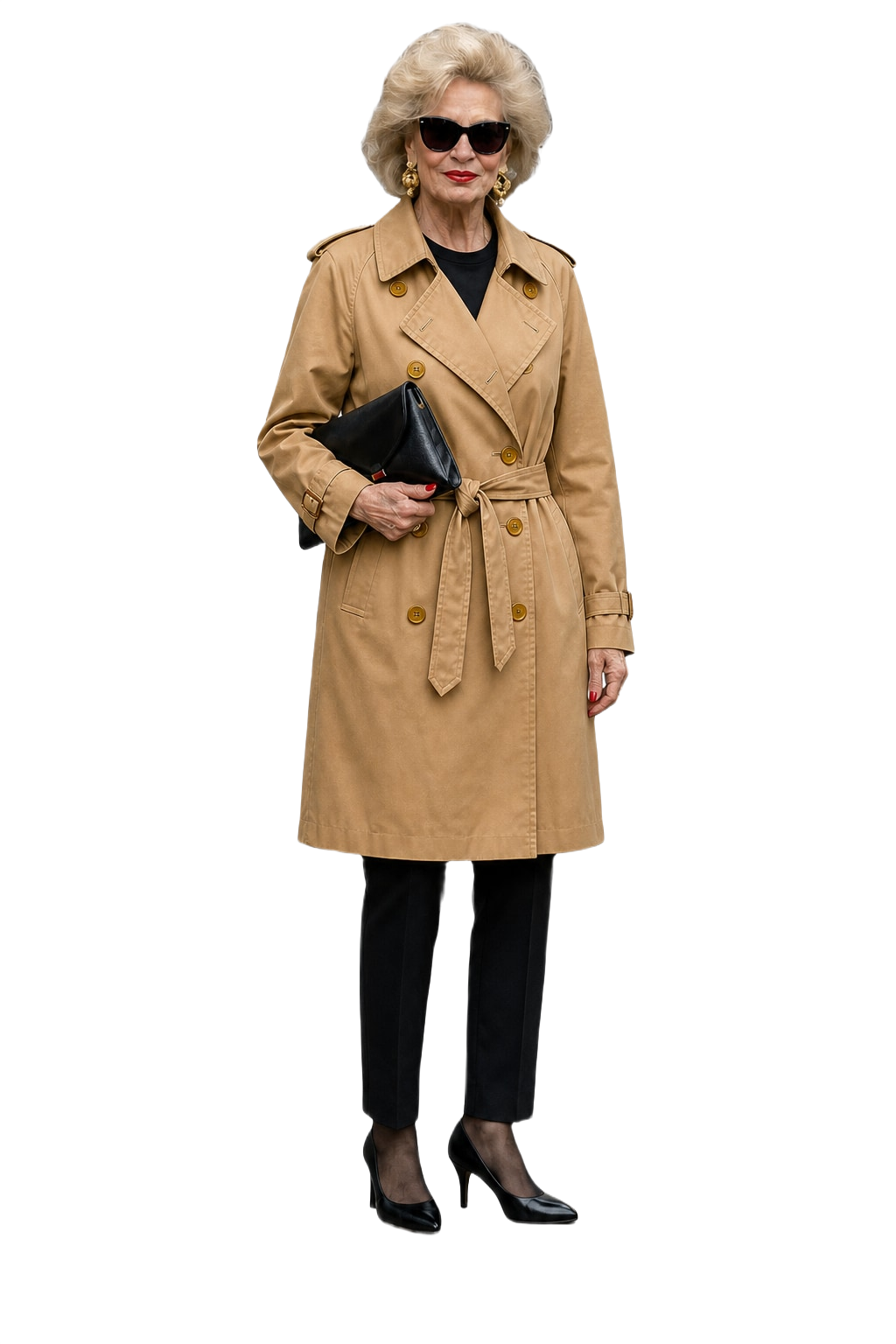 1980s Beige Cotton Blend Trench Coat - Model