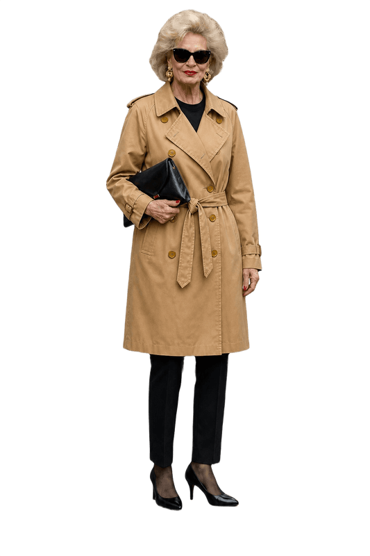 1980s Beige Cotton Blend Trench Coat - Model