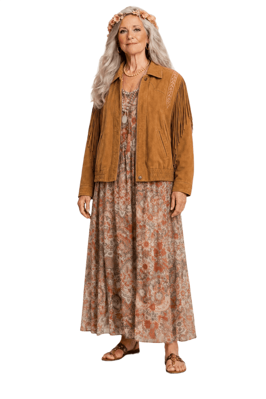 1980s Tan Suede Jacket - Model