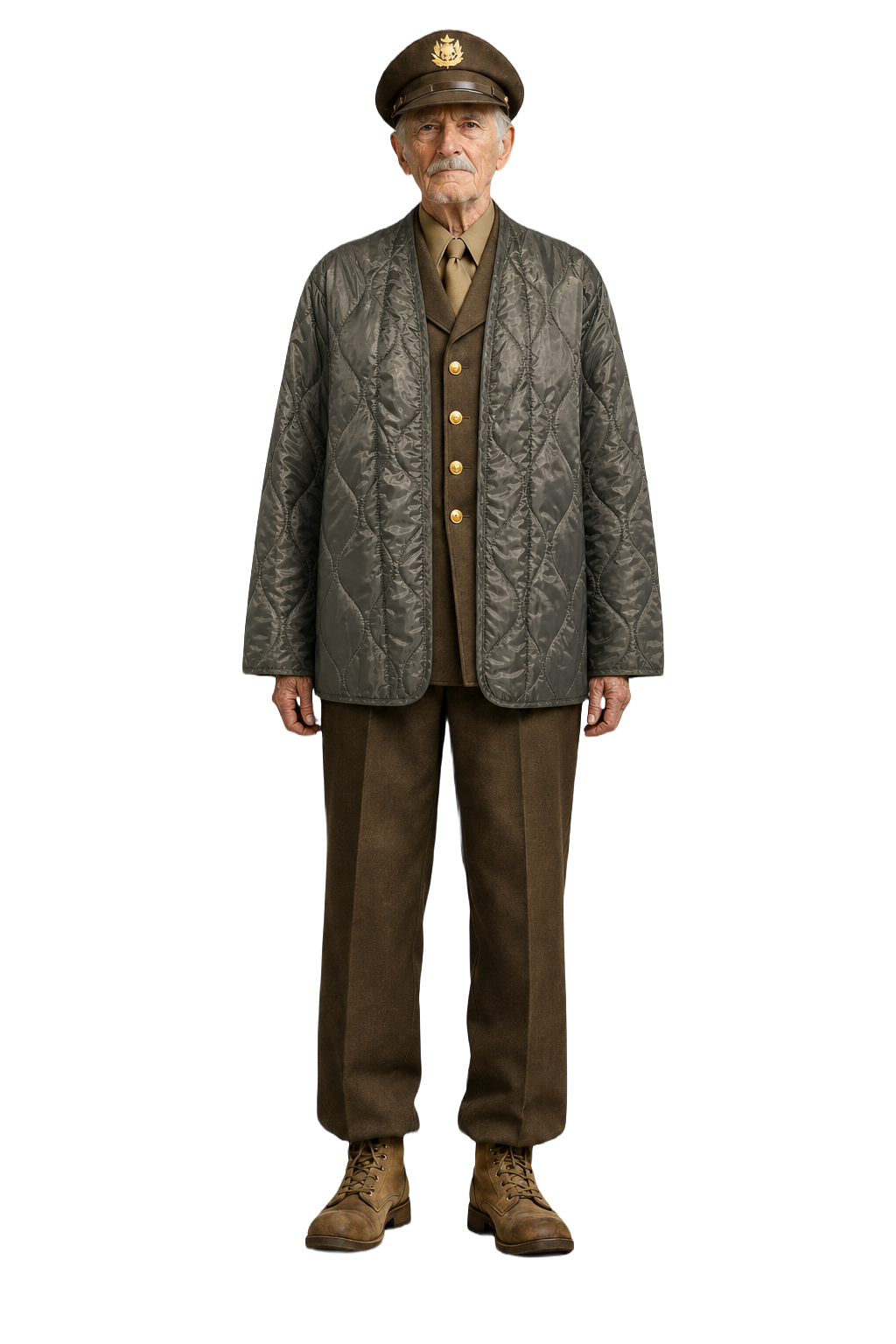 1940s Olive Green Polyester Jacket - Model