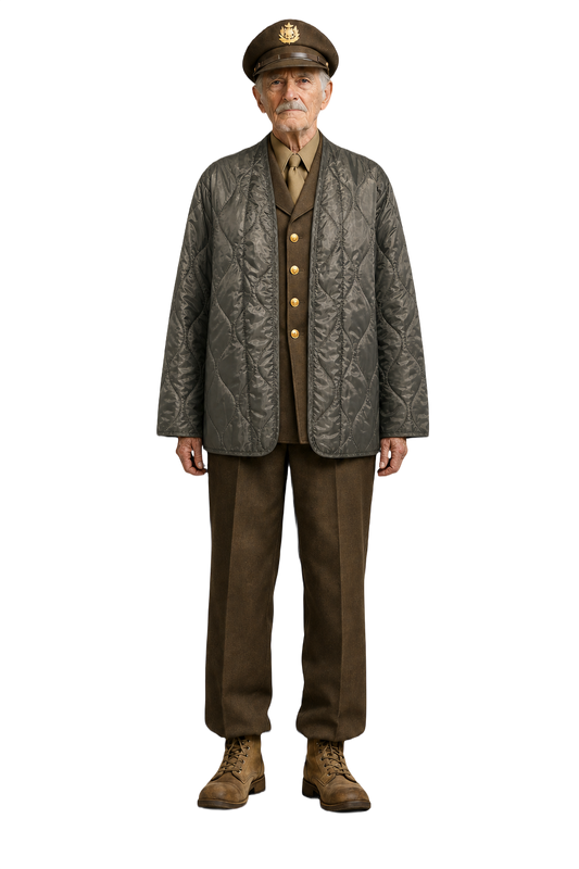 1940s Olive Green Polyester Jacket - Model