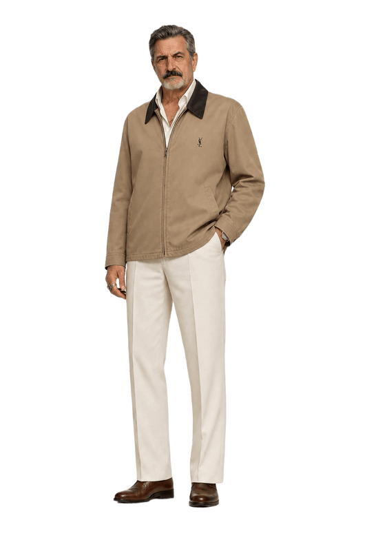 1990s Tan Cotton Blend Jacket - Model