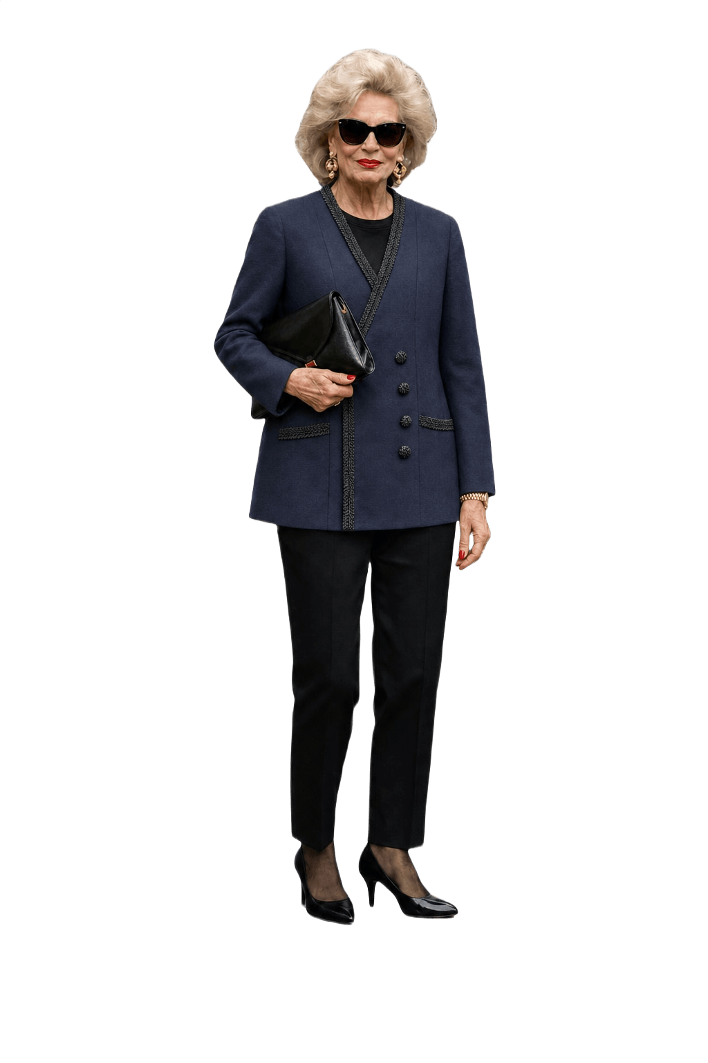 1980s Navy Blue Wool Blazer - Model