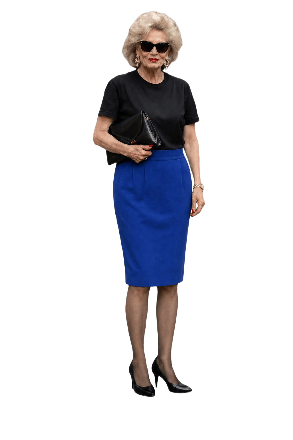 1980s Blue Wool Blend Skirt - Model