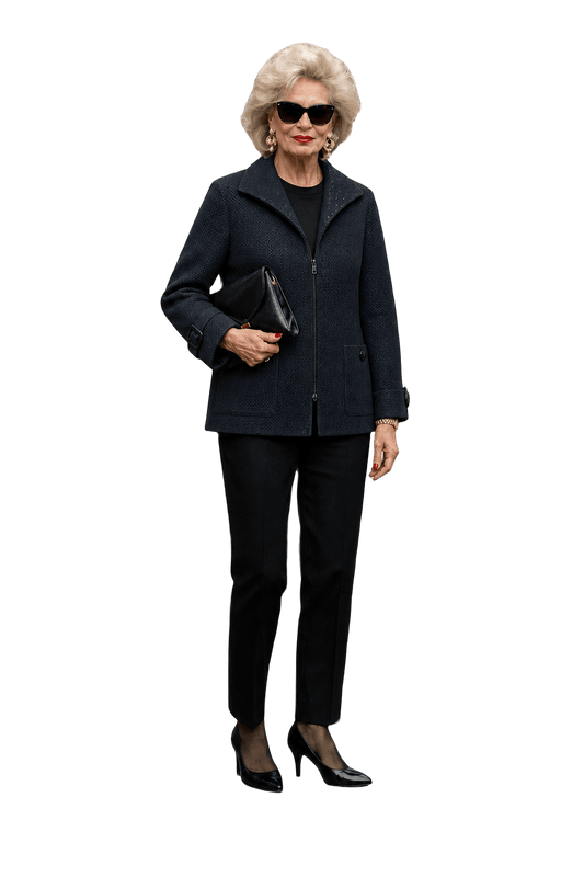 1980s Black Wool Jacket - Model