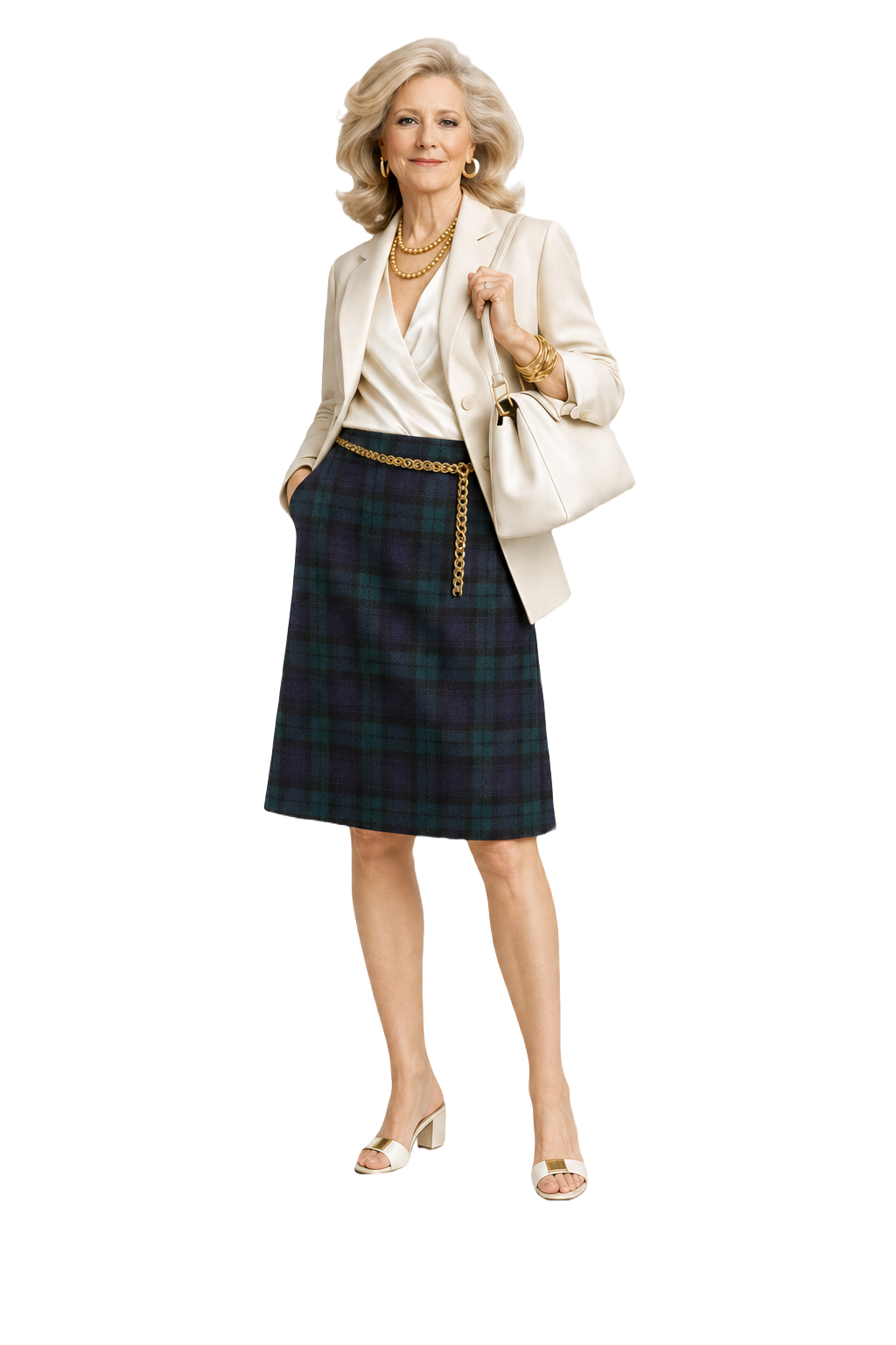 1970s Blue Wool Skirt - Model