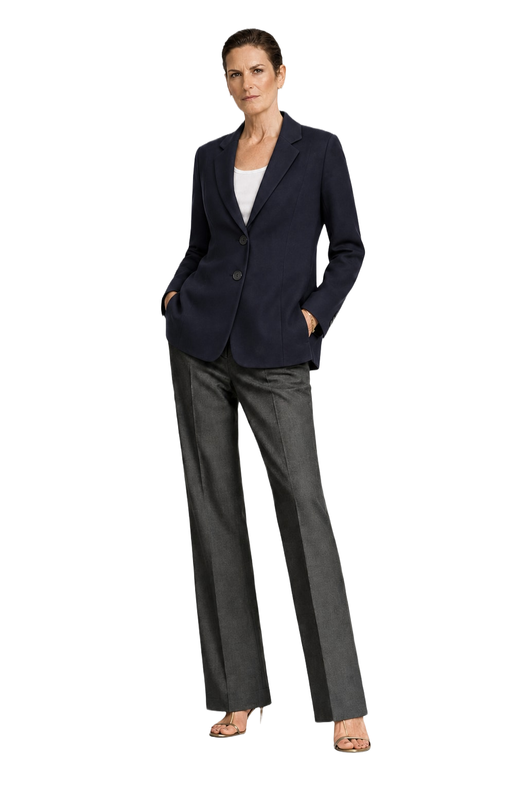 1990s Navy Blue Wool Blend Blazer - Model