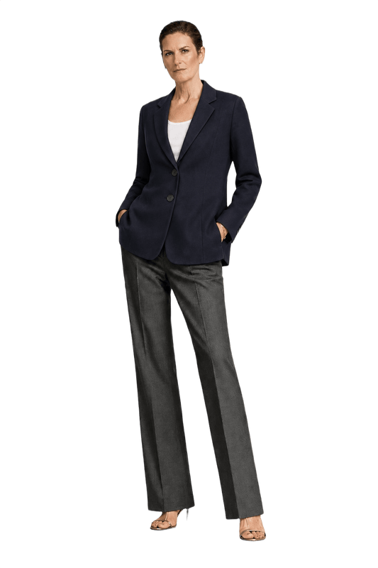 1990s Navy Blue Wool Blend Blazer - Model