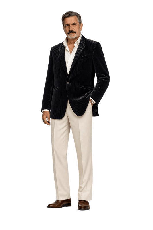 1980s Black Velvet Blazer - Model