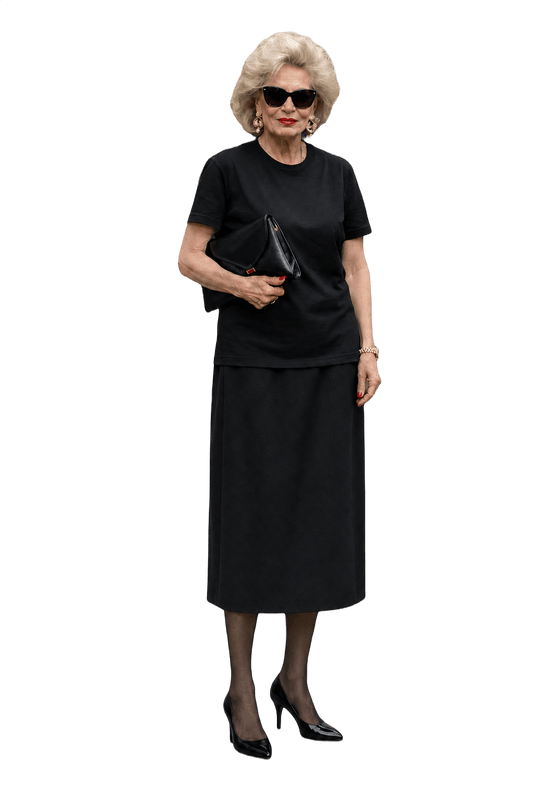 1980s Black Polyester Skirt - Model