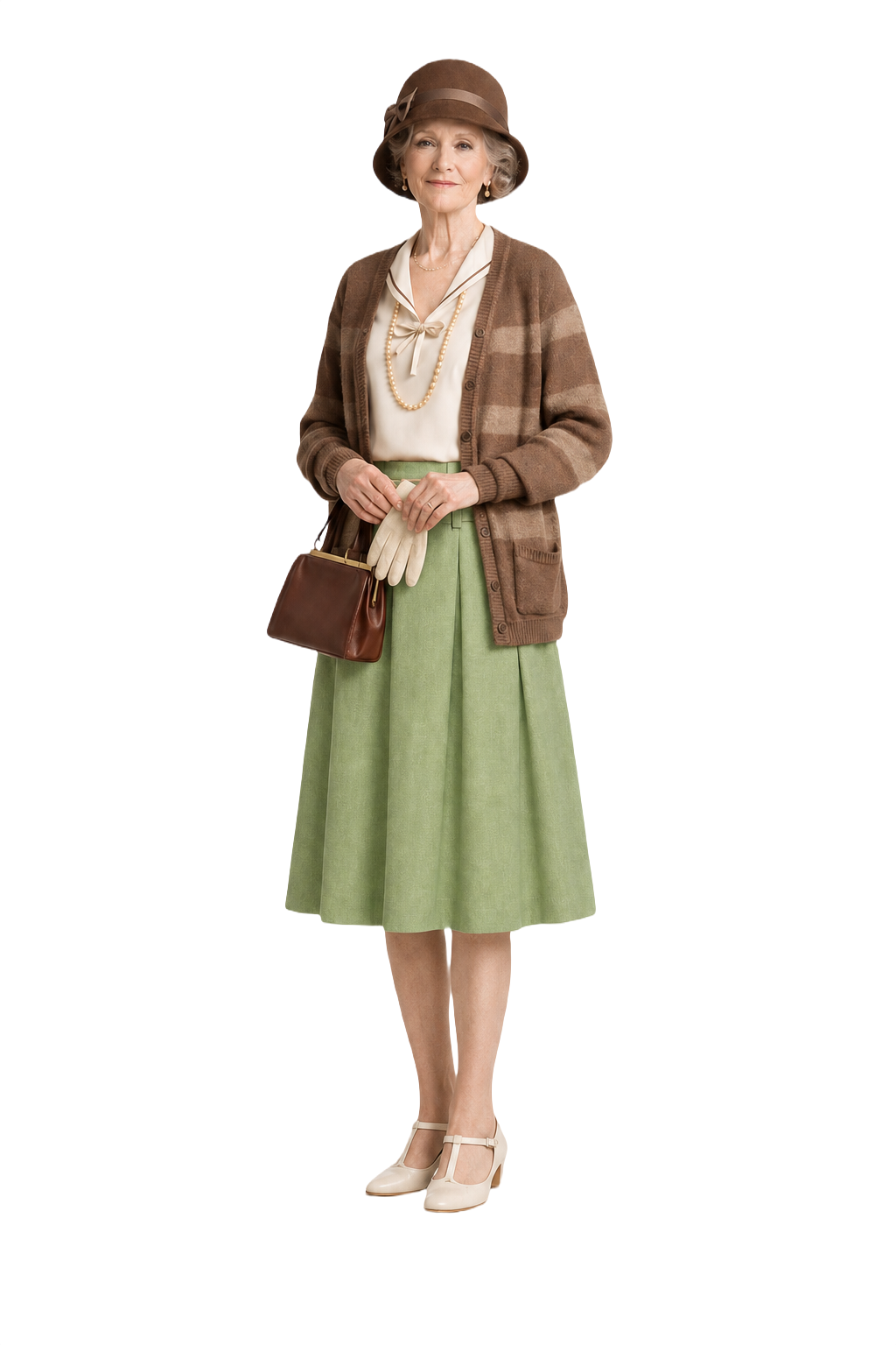 1940s Green Cotton Skirt - Model