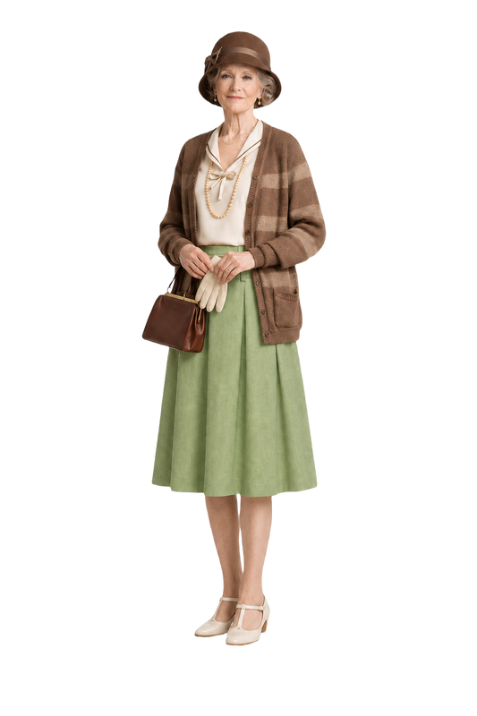 1940s Green Cotton Skirt - Model