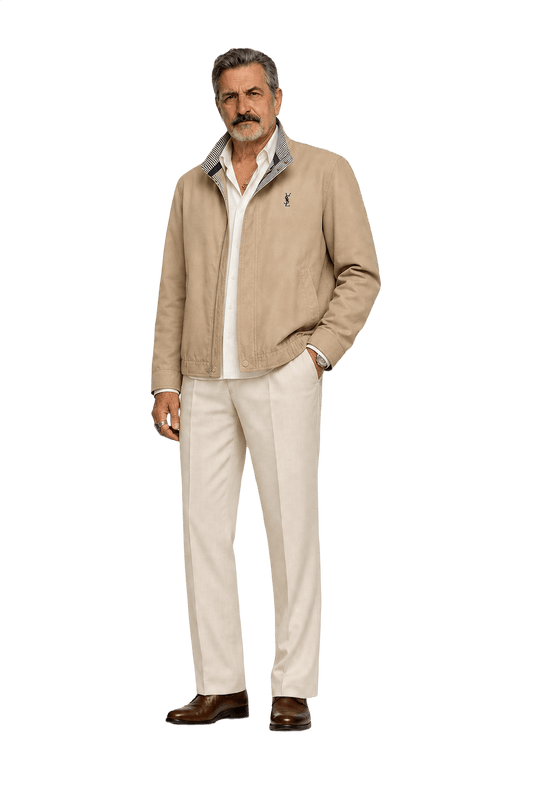 1980s Beige Cotton Blend Jacket - Model