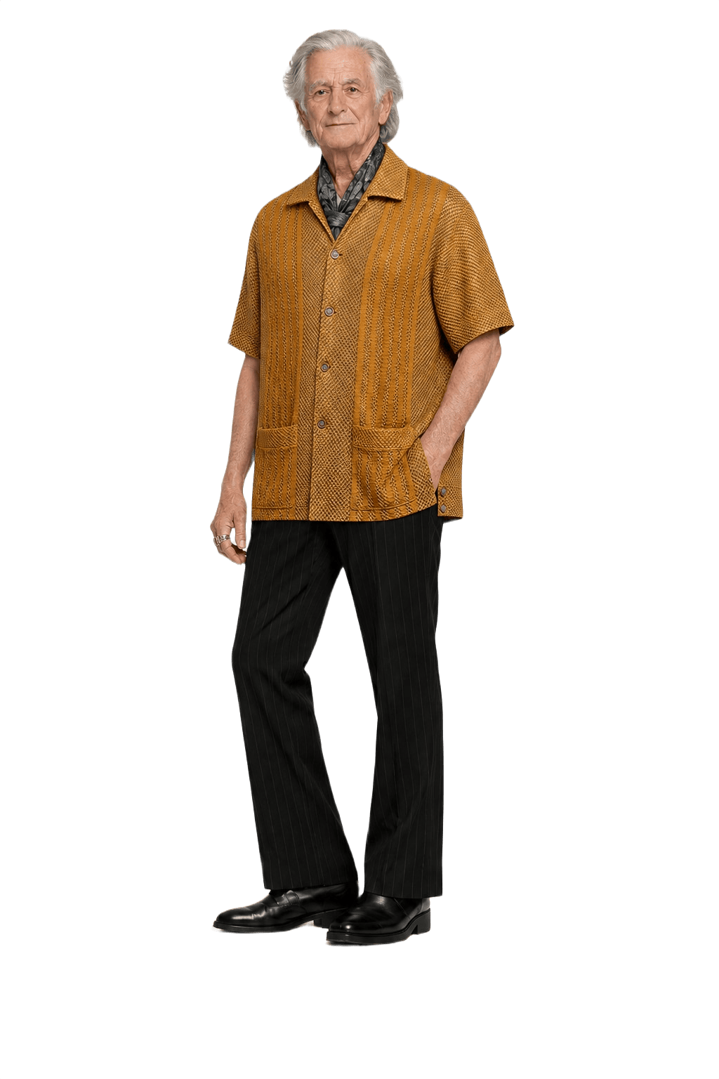 1970s Mustard Yellow Knit Shirt - Model