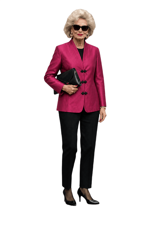 1980s Deep Crimson Silk Blazer - Model