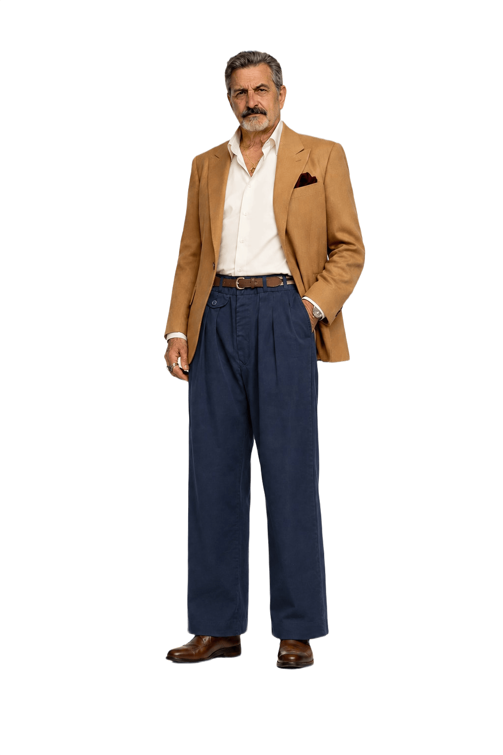 1980s Navy Blue Cotton Pants - Model