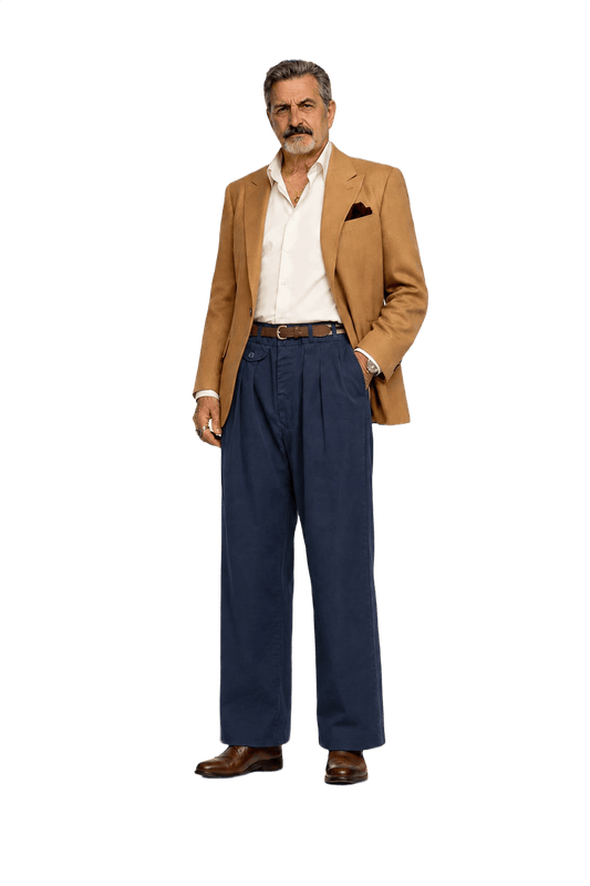 1980s Navy Blue Cotton Pants - Model