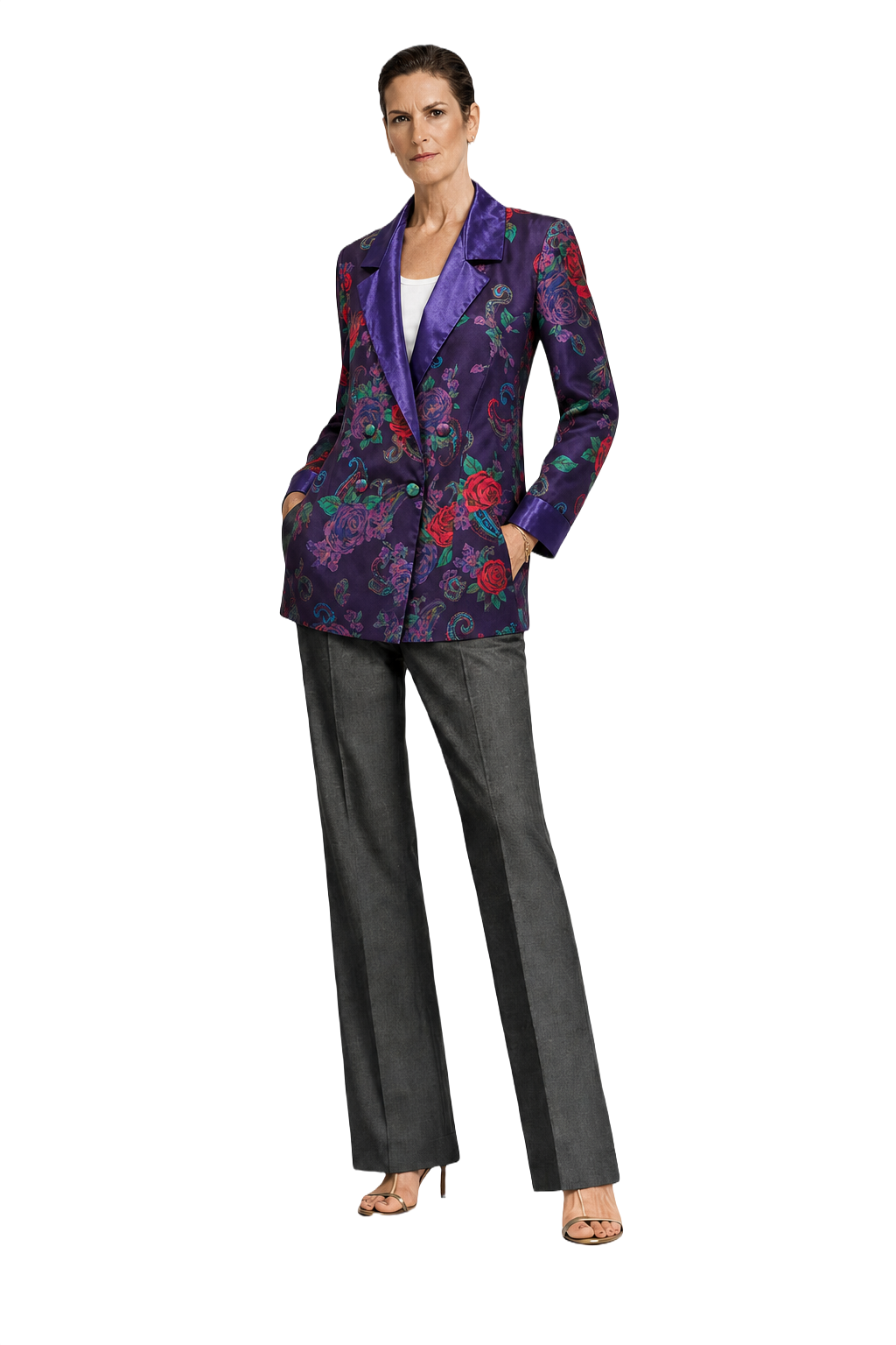 1990s Purple Silk Blazer - Model